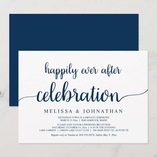 Invitation Heureusement Jamais Après Mariage Elopement Célébr (Devant / Derrière)