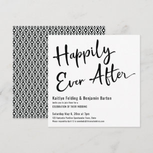 Invitation Heureusement Jamais Après Noir Blanc Mariage Récep