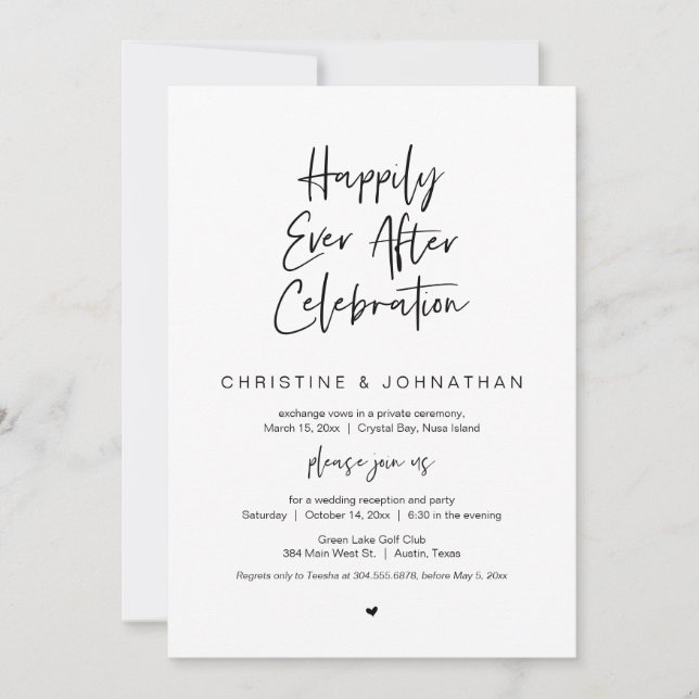Invitation Heureusement Jamais Après, Noir, Célébration de l' (Devant)