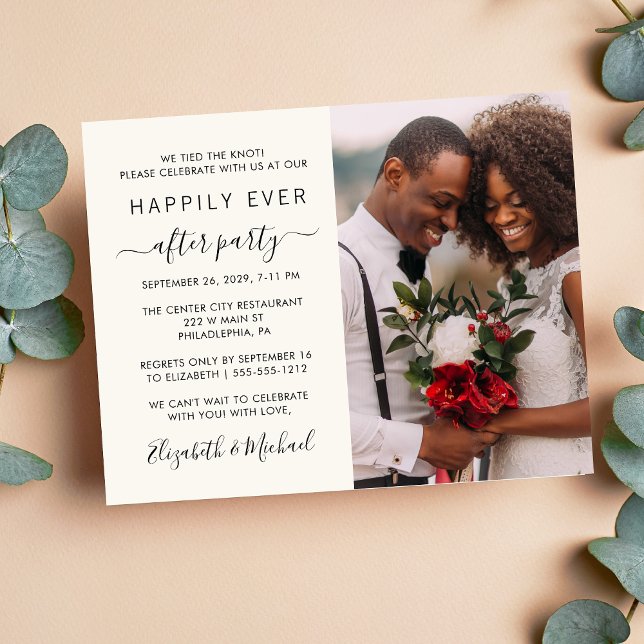 Invitation Heureusement Jamais Après Photo Cream Mariage Réce (Créateur téléchargé)