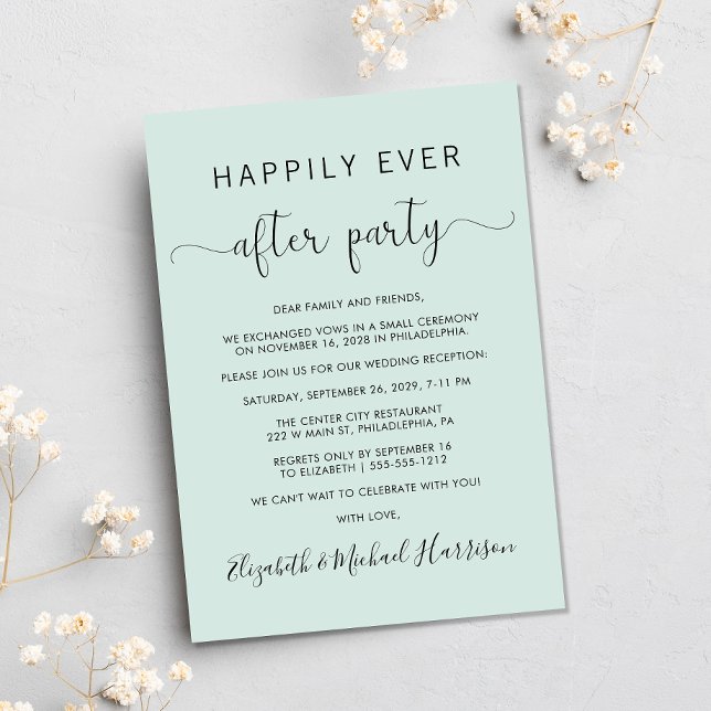 Invitation Heureusement Jamais Après Photo Mint Mariage Récep (Your love story deserves a grand celebration!)