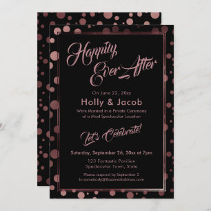 Invitation Heureusement Jamais Après Rosegold Confetti Bubble