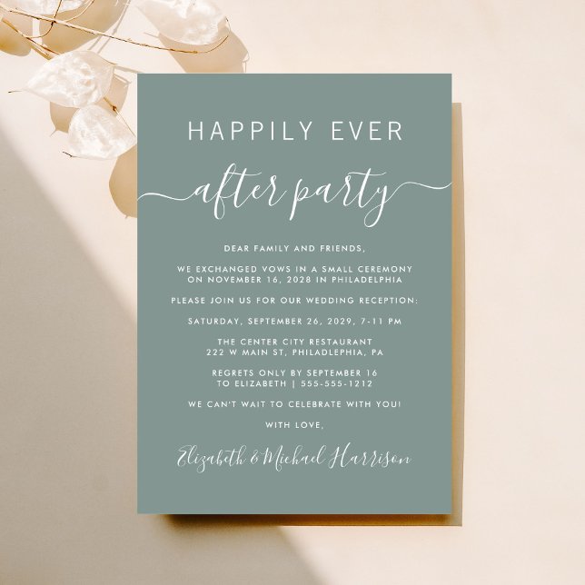 Invitation Heureusement Jamais Après Sage Green Mariage Récep (From private vows to a grand party - invite family and friends to celebrate your marriage!)