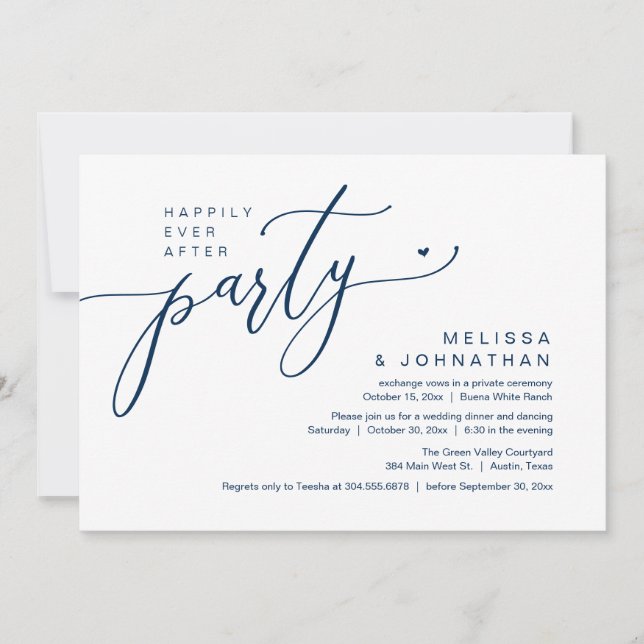 Invitation Heureusement Jamais Après Un Mariage De Fête Récep (Devant)