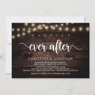 Invitation Heureusement pour toujours, Rustic Mariage Elopeme