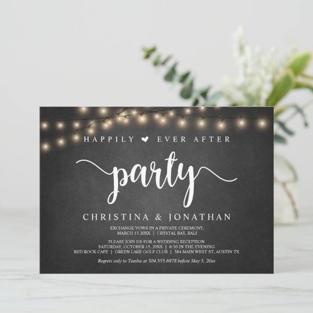 Invitation Heureusement toujours après la fête, thème rustiqu (Debout devant)