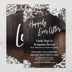 Invitation Heureux À Jamais Fût de Vin Bois Lumières de Dente