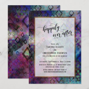 Invitation Heureux à tout jamais, abstrait coloré avec doré