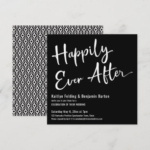 Invitation Heureux à tout jamais Mariage Blanc sur Noir