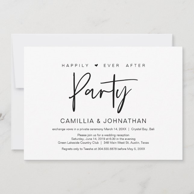 Invitation Heureux après la fête d'elopement, Décontracté (Devant)