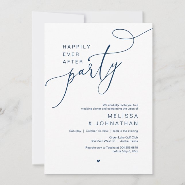 Invitation Heureux Après La Fête, Dîner Mariage Danser (Devant)
