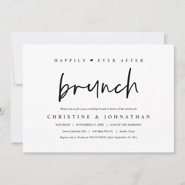 Invitation Heureux après le brunch post célébration mariage (Devant)