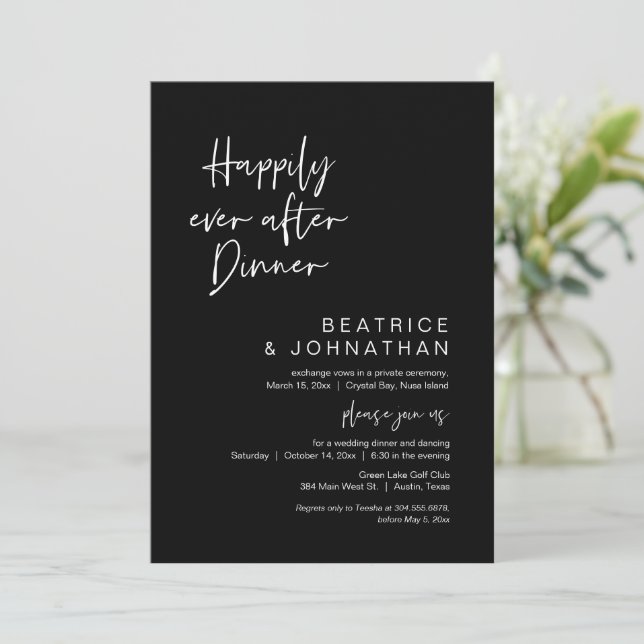 Invitation Heureux Après Le Dîner, Elopement, Noir Classique (Debout devant)