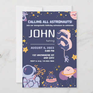 Invitation Heureux astronautes garçons 6e anniversaire Person