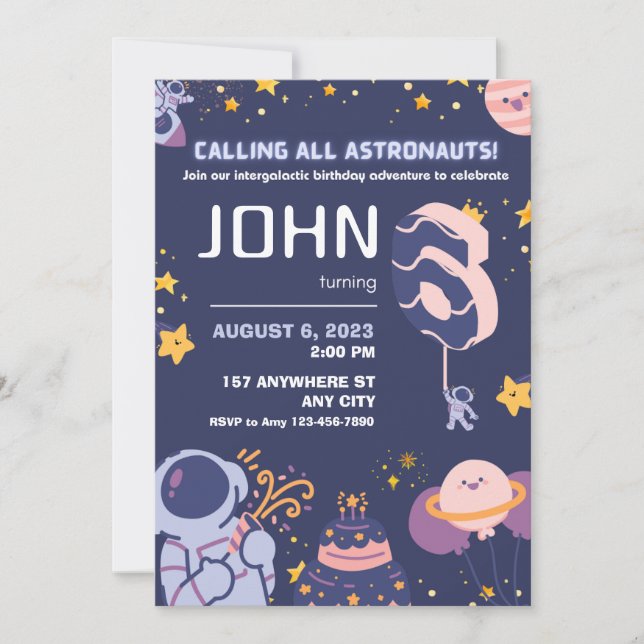 Invitation Heureux astronautes garçons 6e anniversaire Person (Devant)