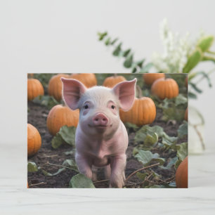 Invitation Heureux Comme Un Cochon Bébé Dans Un Patch Citroui