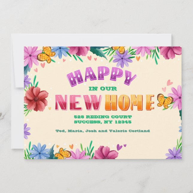 Invitation Heureux dans notre nouvelle maison qui déménage Fa (Devant)