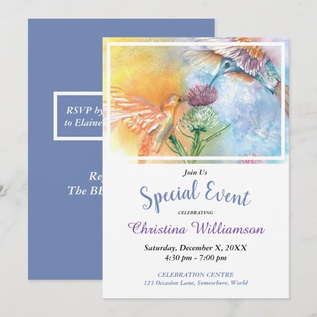 INVITATION HEUREUX D'ÉVÉNEMENT DE PARTIE D'OISEAUX (Devant / Derrière)
