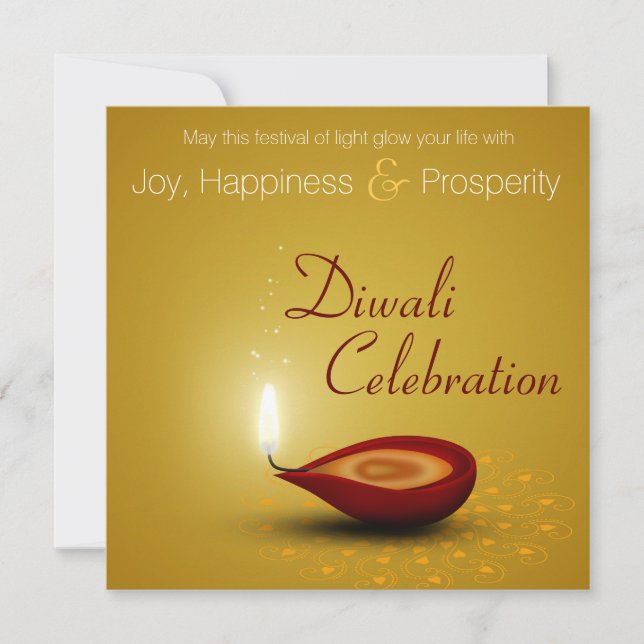 Invitation Heureux Diwali Diya - Festival de la lumière Invit (Devant)