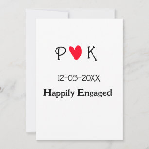 Invitation Heureux engagement ajouter nom du couple lettre da