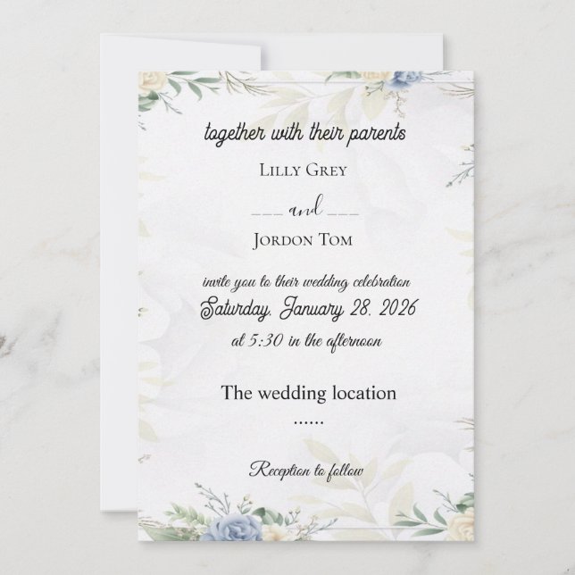 Invitation Heureux Jamais après avoir commencé maintenant (Devant)