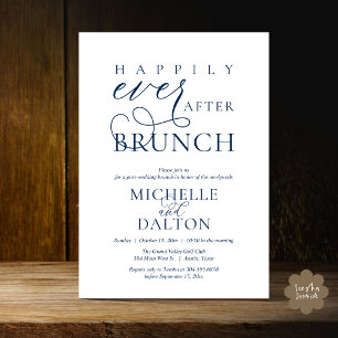 Invitation Heureux Jamais après Brunch beau Mariage de poste