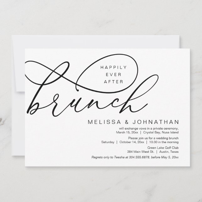 Invitation Heureux Jamais Après Brunch, Mariage Elopement (Devant)