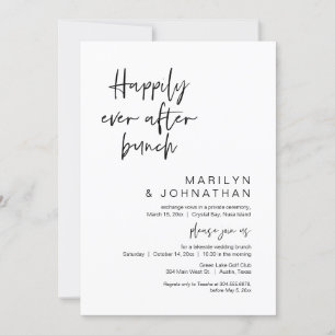Invitation Heureux Jamais Après Brunch, Mariage Elopement