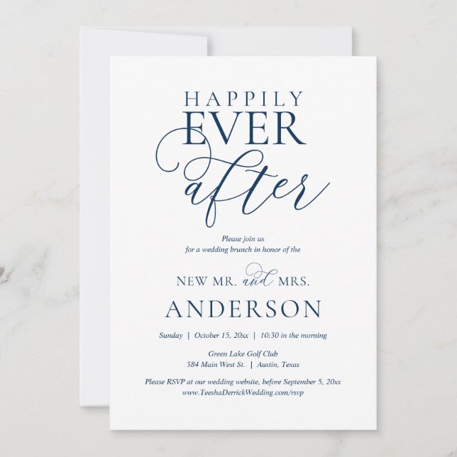 Invitation Heureux Jamais Après Brunch, Mariage Elopement Par (Devant)