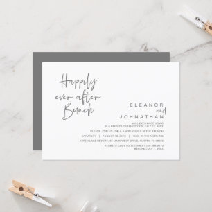 Invitation Heureux Jamais Après Brunch Mariage, Gris Foncé