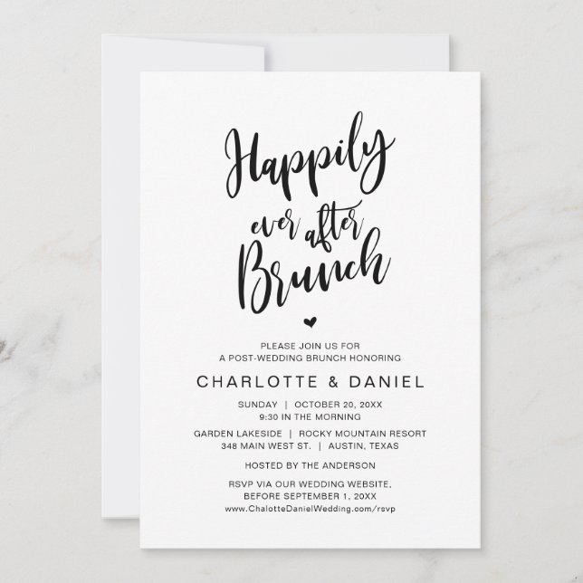 Invitation Heureux Jamais Après Brunch, Post Mariage, Elopeme (Devant)