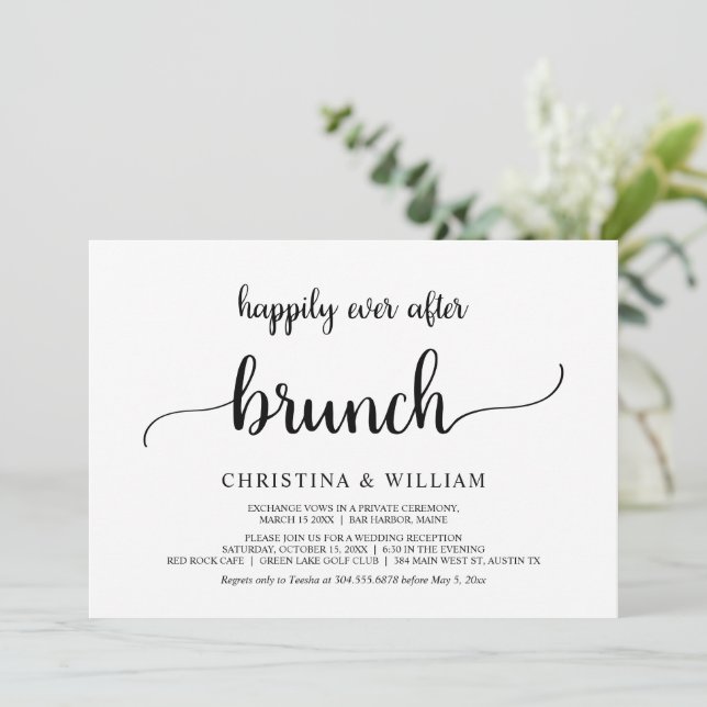 Invitation Heureux Jamais après Brunch Rustic Mariage Elopeme (Debout devant)