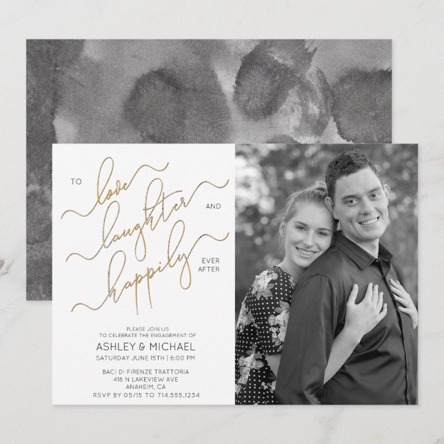 Invitation Heureux Jamais après BW Photo Engagement Party (Devant / Derrière)