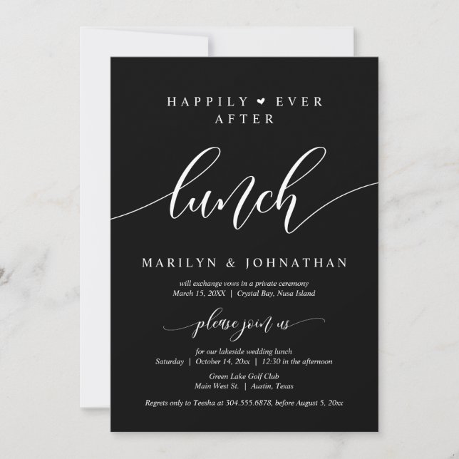 Invitation Heureux Jamais après la fête du déjeuner du Mariag (Devant)