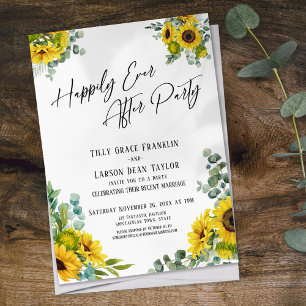 Invitation Heureux Jamais après la fête Eucalyptus tournesol