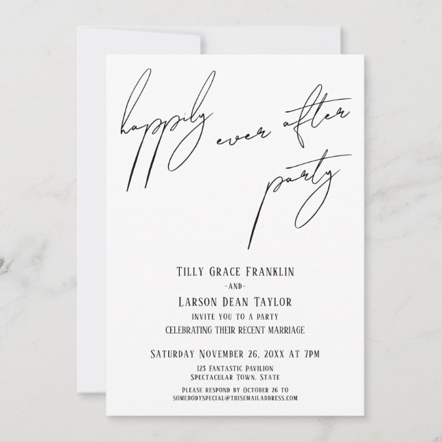 Invitation Heureux Jamais après la fête moderne écriture Déco (Devant)