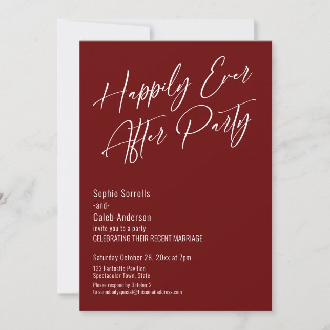 Invitation Heureux Jamais Après La Fête Moderne Élégant Bourg (Devant)