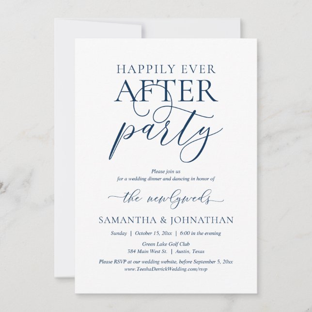 Invitation Heureux Jamais Après La Fête, Parti Mariage Elopem (Devant)