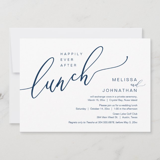 Invitation Heureux Jamais Après Le Déjeuner Du Mariage Elopem (Devant)