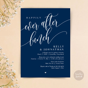 Invitation Heureux Jamais Après Le Déjeuner Mariage, Navy Blu
