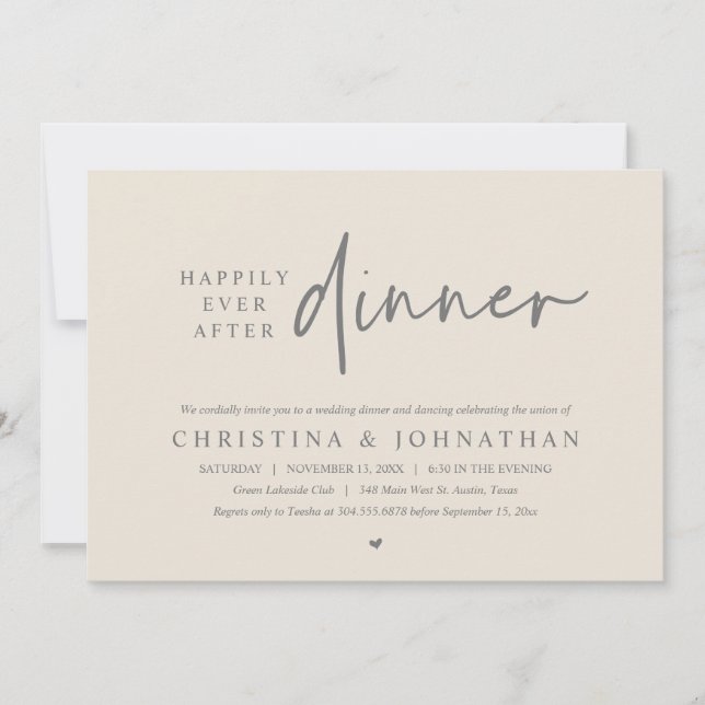 Invitation Heureux Jamais Après Le Dîner Mariage De Fête Dans (Devant)