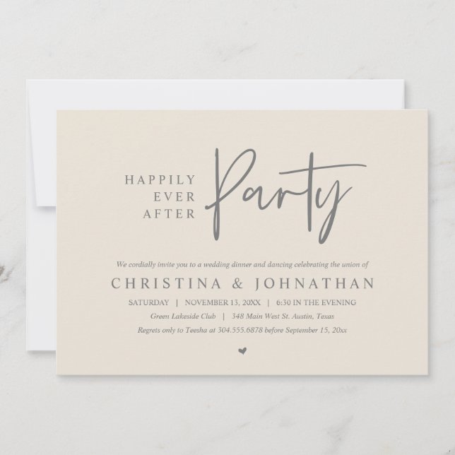 Invitation Heureux Jamais Après Le Dîner Mariage De Fête Dans (Devant)
