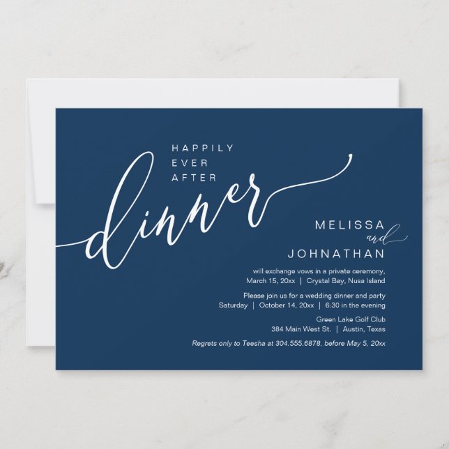 Invitation Heureux Jamais Après Le Dîner Mariage Elopement (Devant)