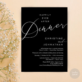 Invitation Heureux Jamais Après Le Dîner Mariage Elopement Sc