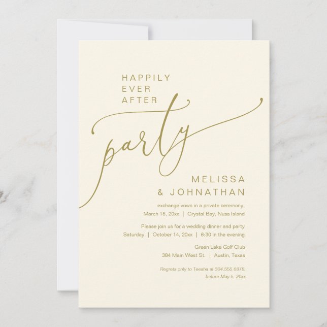Invitation Heureux Jamais après le parti Mariage Elopement (Devant)