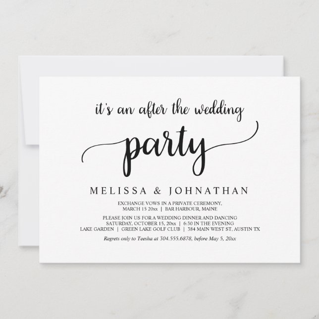 Invitation Heureux Jamais après le parti Mariage Elopement (Devant)
