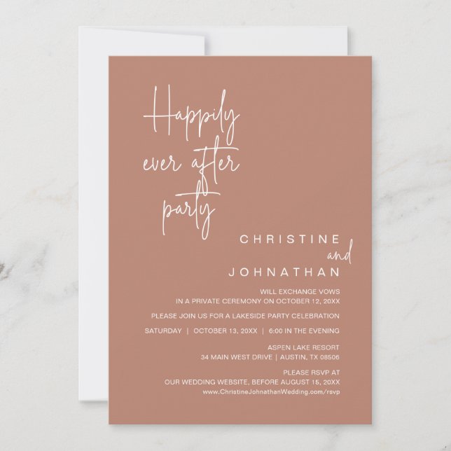 Invitation Heureux Jamais après le parti Mariage Elopement (Devant)