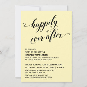 Invitation Heureux Jamais Après Les Coeurs Pale Jaune Récepti