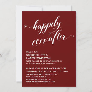 Invitation Heureux Jamais Après Les Coeurs Script Burgudy Réc