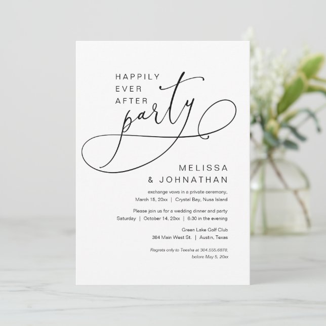 Invitation Heureux Jamais après l'invitation du parti Mariage (Debout devant)